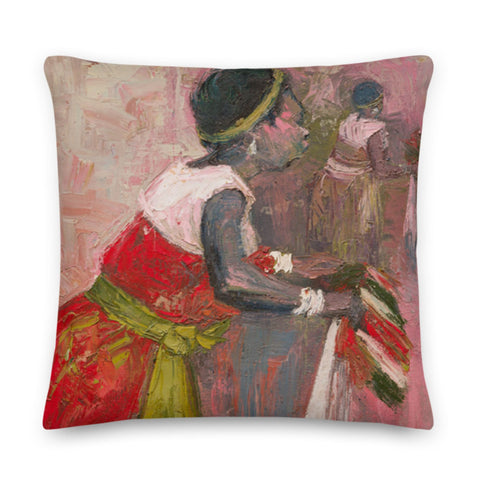 Authentic Nigerian Art - Nigerian Paintings - African Paintings - A Mothers Touch Throw Pillow