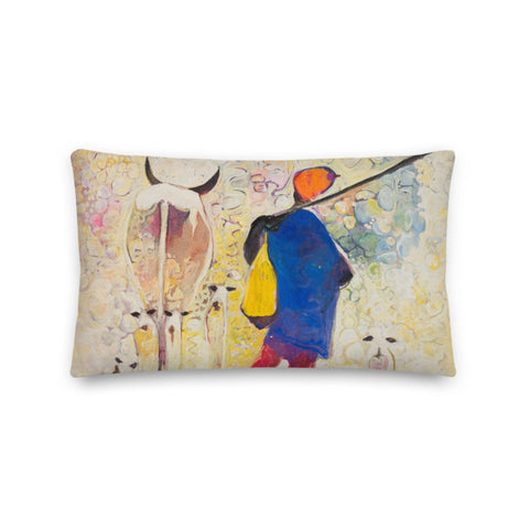 Authentic Nigerian Art - Nigerian Paintings - African Paintings - Contentment Throw Pillow