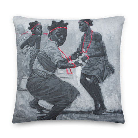 Authentic Nigerian Art - Nigerian Paintings - African Paintings - Freedom In Innocence Throw Pillow