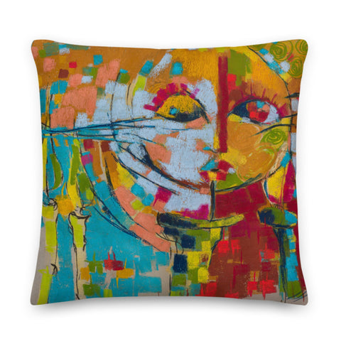 Authentic Nigerian Art - Nigerian Paintings - African Paintings - Mirror Of Emotion Throw Pillow