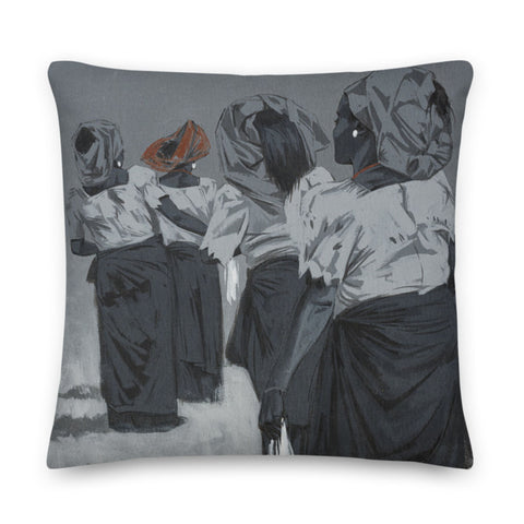 Authentic Nigerian Art - Nigerian Paintings - African Paintings - Queens Of Delight Throw Pillow