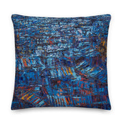 Authentic Nigerian Art - Nigerian Paintings - African Paintings - Rooftops In The Moonlight Throw Pillow