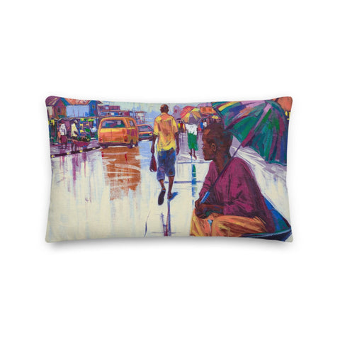 Authentic Nigerian Art - Nigerian Paintings - African Paintings - The Lonely Man Throw Pillow