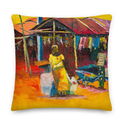 Authentic Nigerian Art - Nigerian Paintings - African Paintings - Warmth Throw Pillow