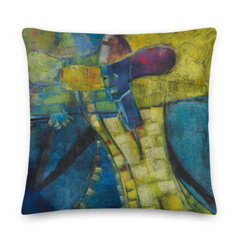 Authentic Nigerian Art - Nigerian Paintings - African Paintings - Weary Traveler Throw Pillow